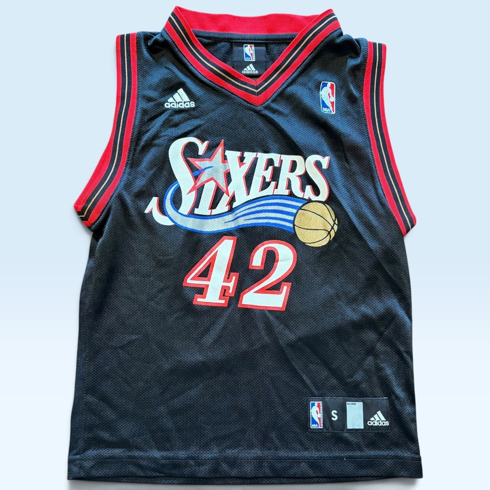 Philadelphia 76ers Jersey Youth Small Black NBA Basketball Elton Brand 42 Adidas